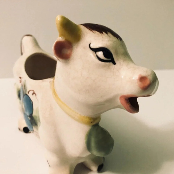 Vintage Ceramic Cow Creamer made  in Japan 5 Inch Tall Floral - Picture 7 of 14